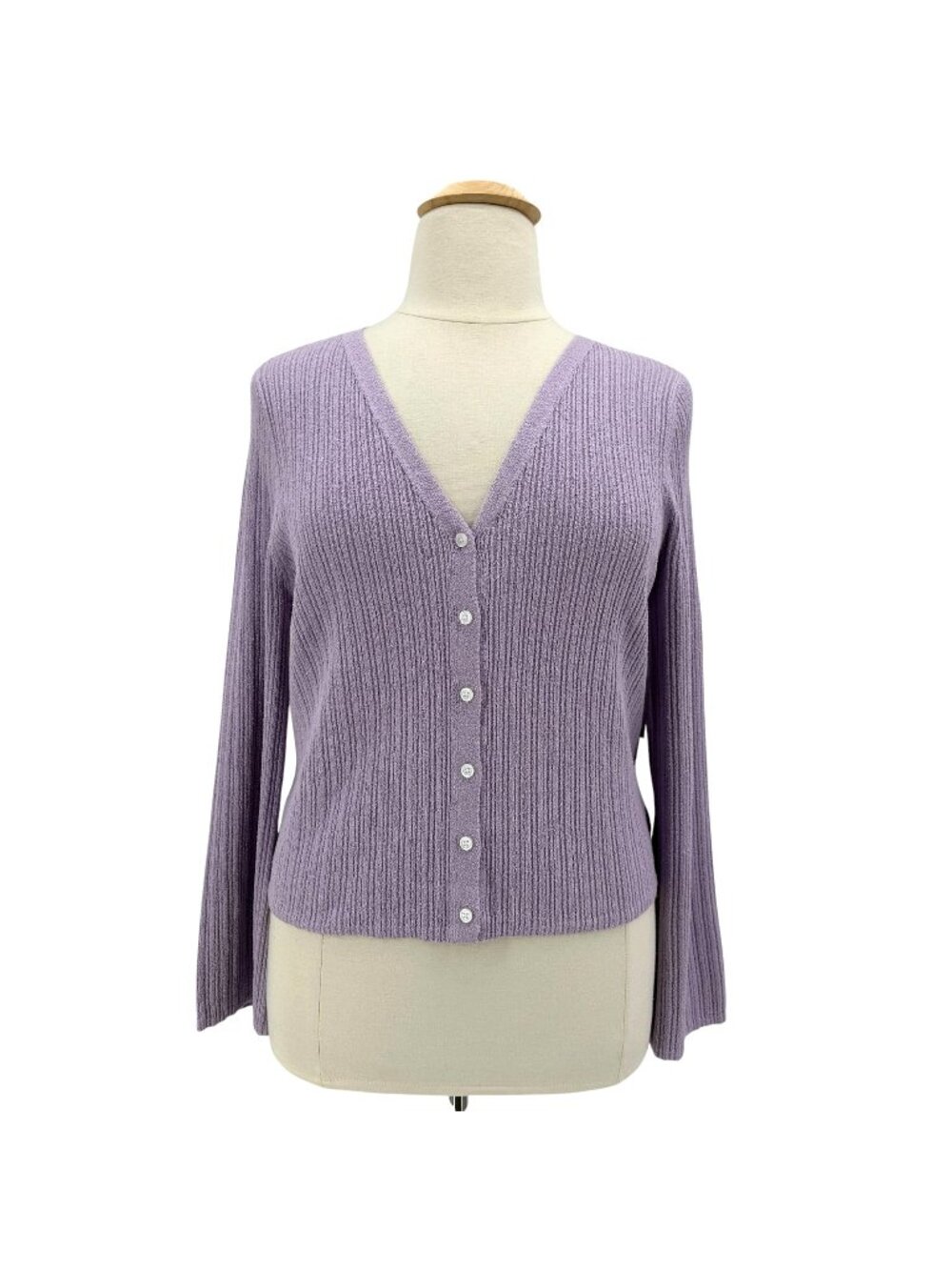 NEW Old Navy Womens XL Sweater Textured Knit Purple Button Cardigan V-Neck - Picture 1 of 9